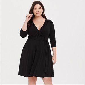 NWT Torrid 00 Studio Knit Ruffle Wrap Dress
